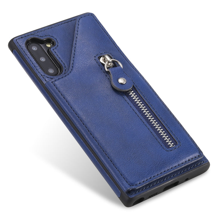 For Galaxy Note 10 Solid Color Double Buckle Zipper Shockproof Protective Case