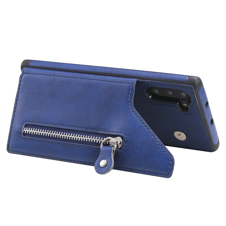 For Galaxy Note 10 Solid Color Double Buckle Zipper Shockproof Protective Case
