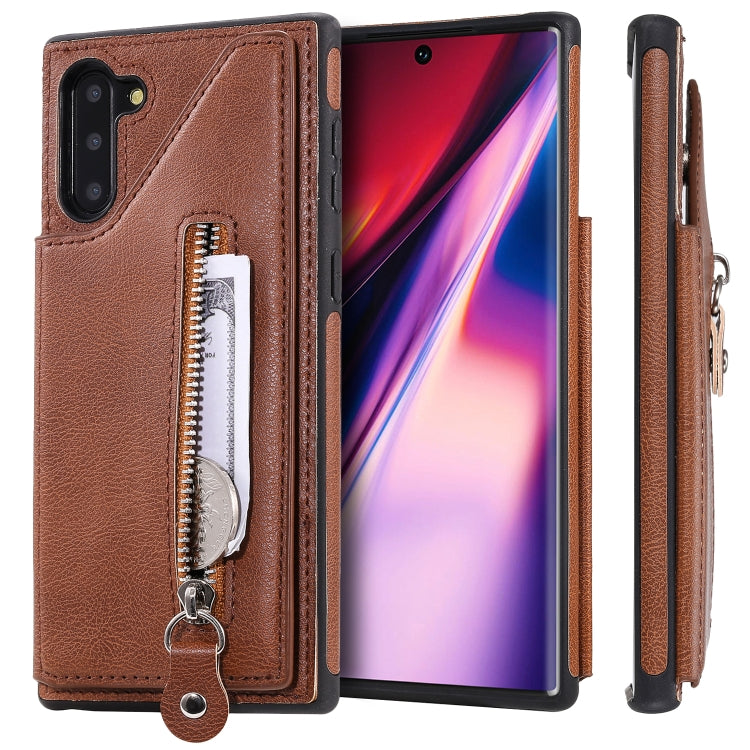 For Galaxy Note 10 Solid Color Double Buckle Zipper Shockproof Protective Case