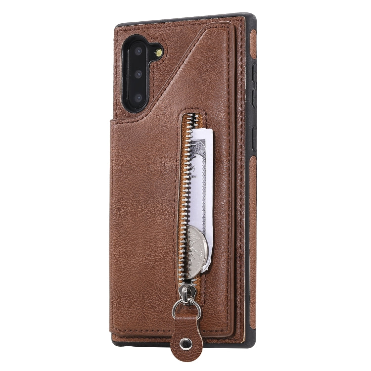 For Galaxy Note 10 Solid Color Double Buckle Zipper Shockproof Protective Case