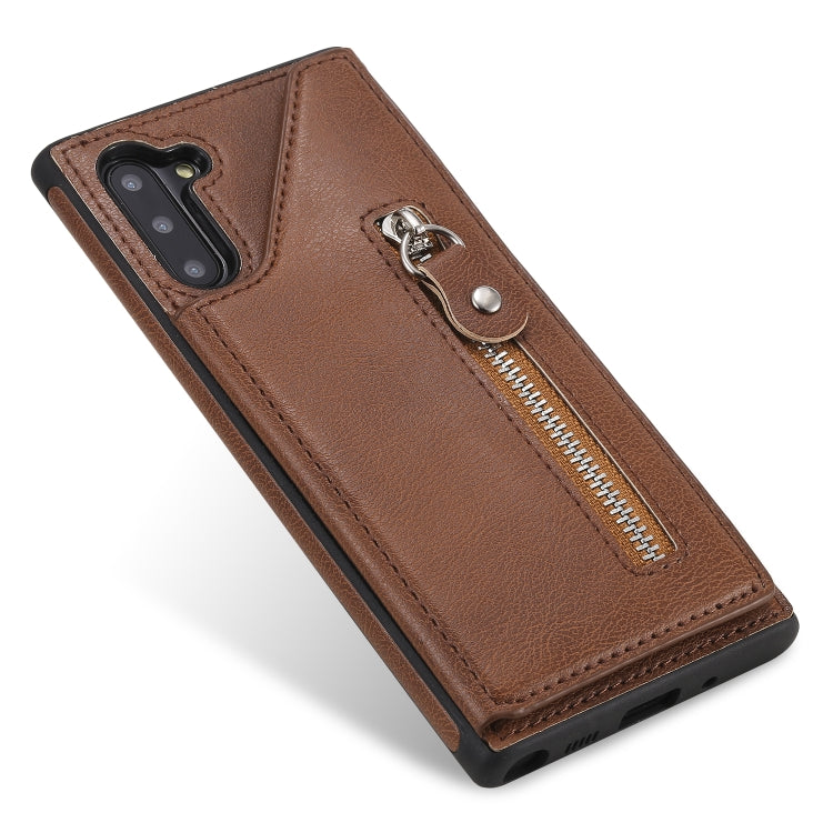 For Galaxy Note 10 Solid Color Double Buckle Zipper Shockproof Protective Case