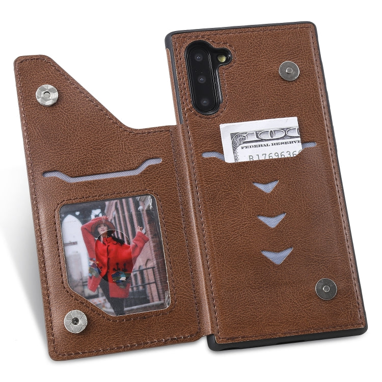 For Galaxy Note 10 Solid Color Double Buckle Zipper Shockproof Protective Case