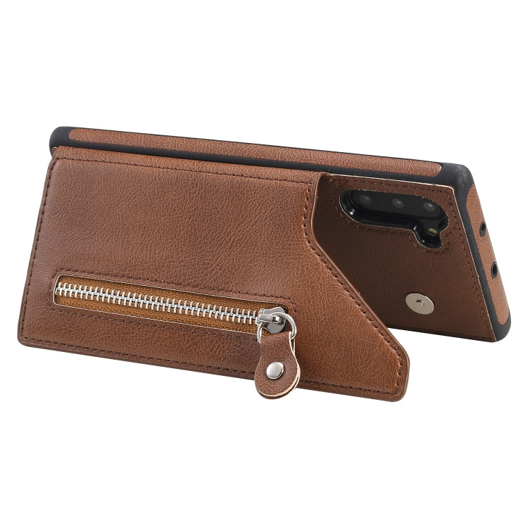 For Galaxy Note 10 Solid Color Double Buckle Zipper Shockproof Protective Case