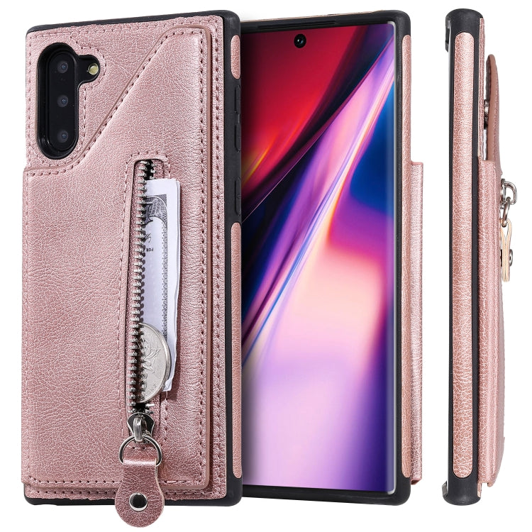 For Galaxy Note 10 Solid Color Double Buckle Zipper Shockproof Protective Case