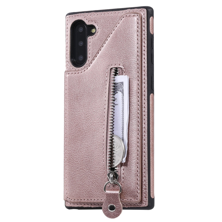 For Galaxy Note 10 Solid Color Double Buckle Zipper Shockproof Protective Case