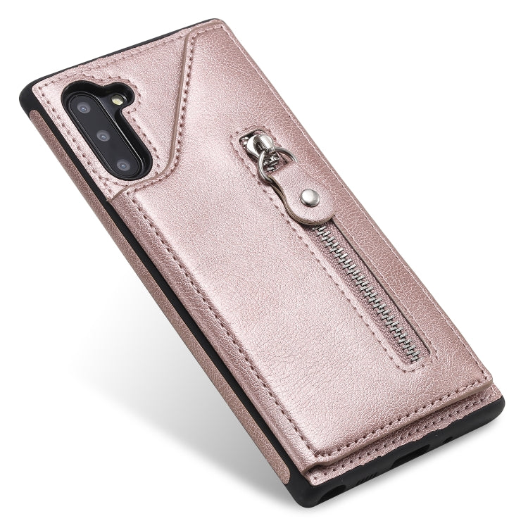 For Galaxy Note 10 Solid Color Double Buckle Zipper Shockproof Protective Case