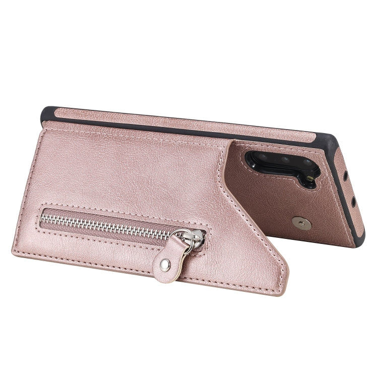 For Galaxy Note 10 Solid Color Double Buckle Zipper Shockproof Protective Case