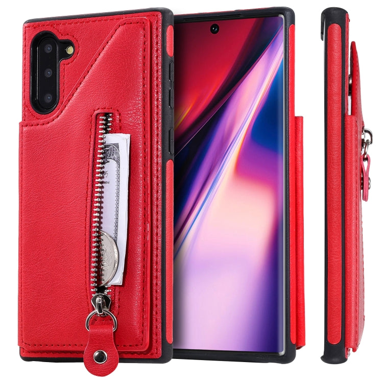 For Galaxy Note 10 Solid Color Double Buckle Zipper Shockproof Protective Case