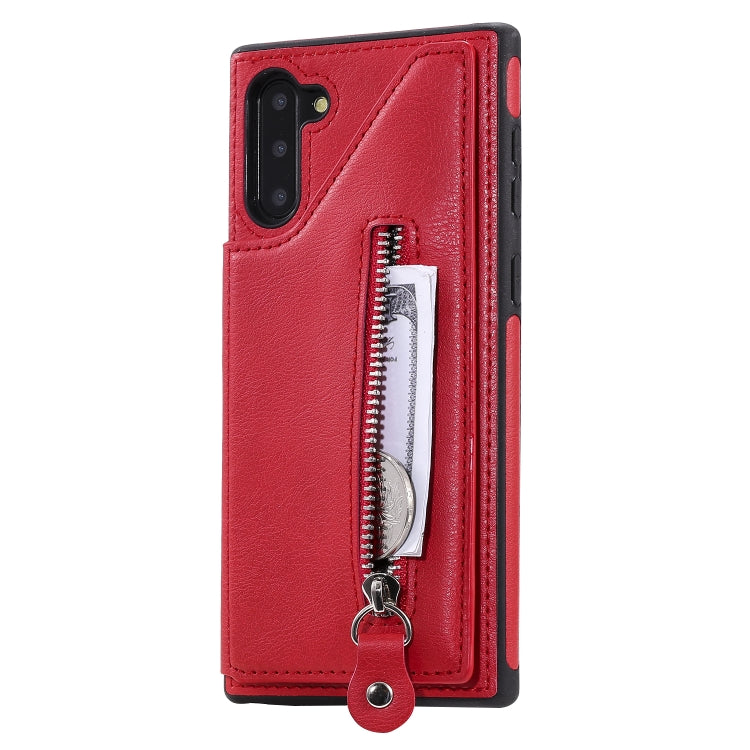 For Galaxy Note 10 Solid Color Double Buckle Zipper Shockproof Protective Case