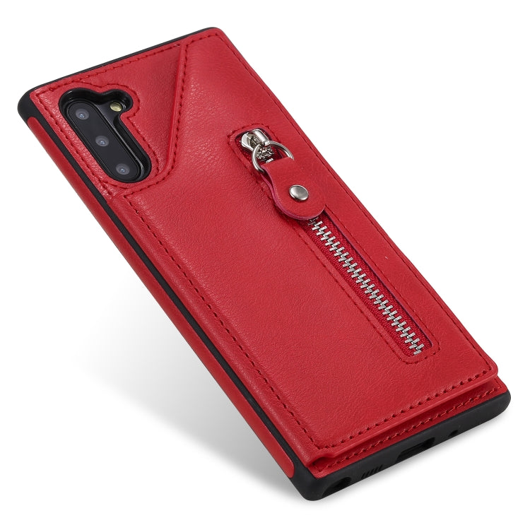 For Galaxy Note 10 Solid Color Double Buckle Zipper Shockproof Protective Case