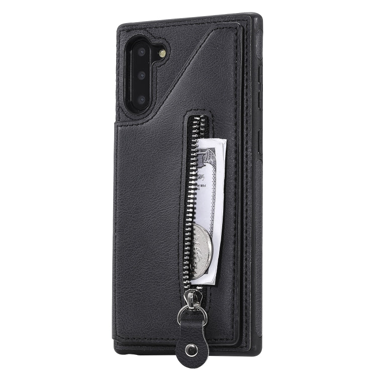 For Galaxy Note 10 Solid Color Double Buckle Zipper Shockproof Protective Case