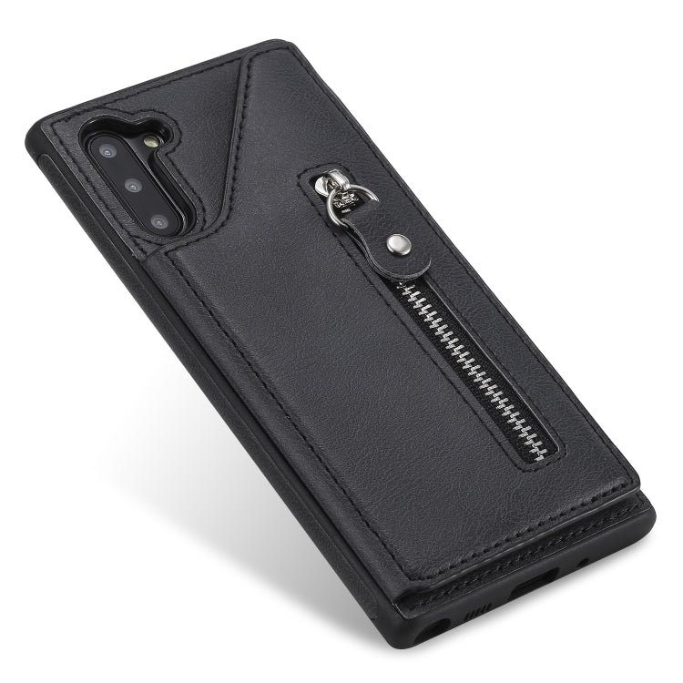 For Galaxy Note 10 Solid Color Double Buckle Zipper Shockproof Protective Case