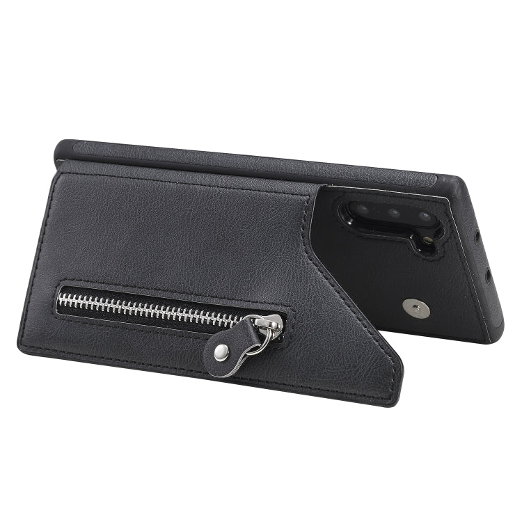 For Galaxy Note 10 Solid Color Double Buckle Zipper Shockproof Protective Case