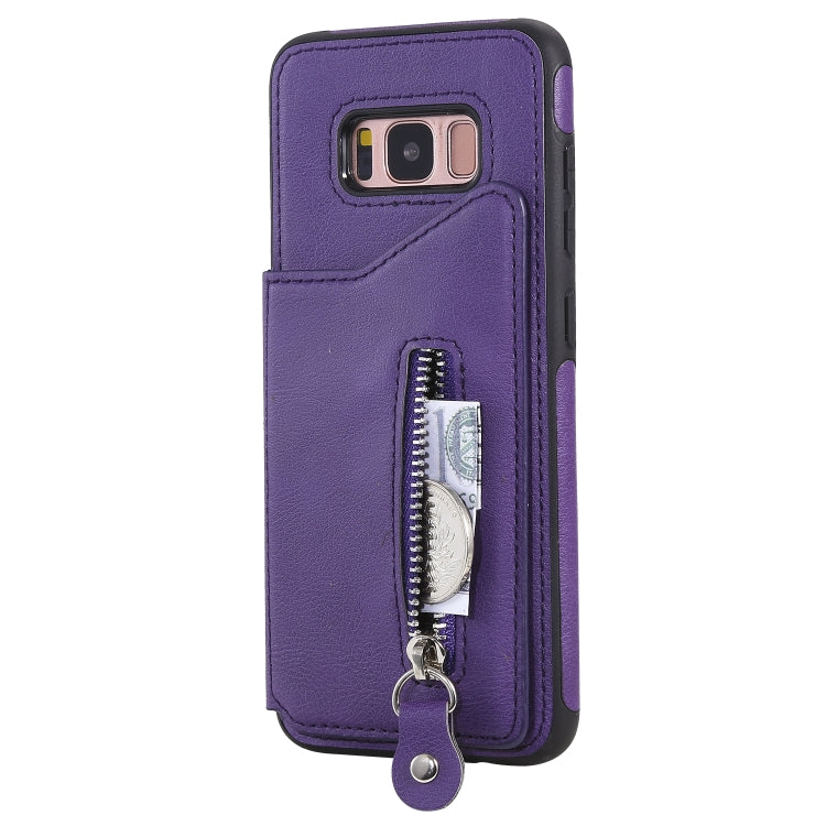 For Galaxy S8 Solid Color Double Buckle Zipper Shockproof Protective Case