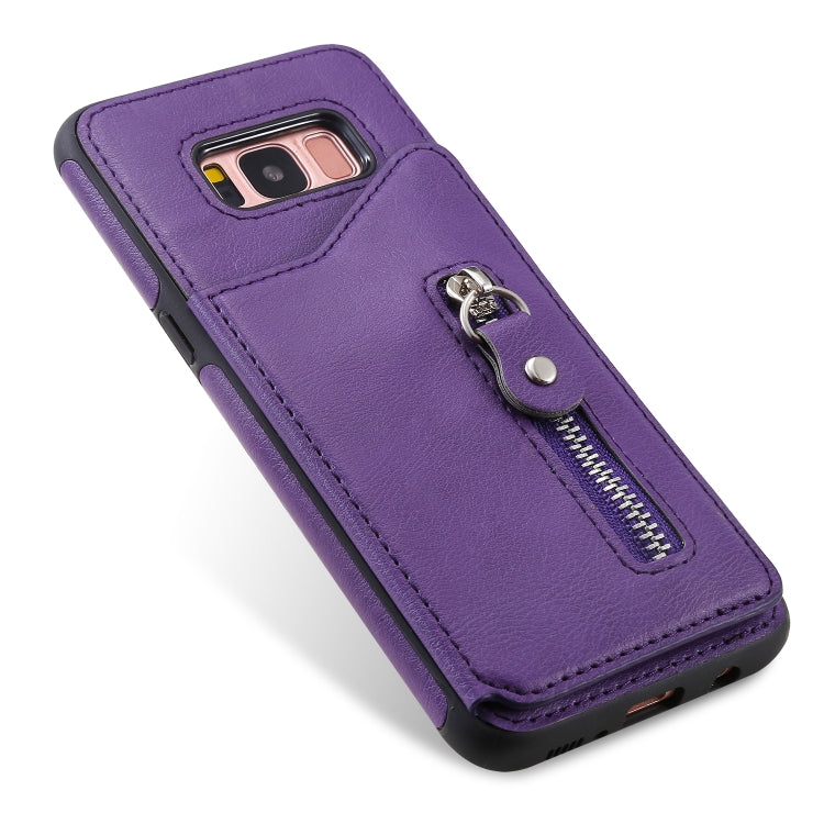 For Galaxy S8 Solid Color Double Buckle Zipper Shockproof Protective Case