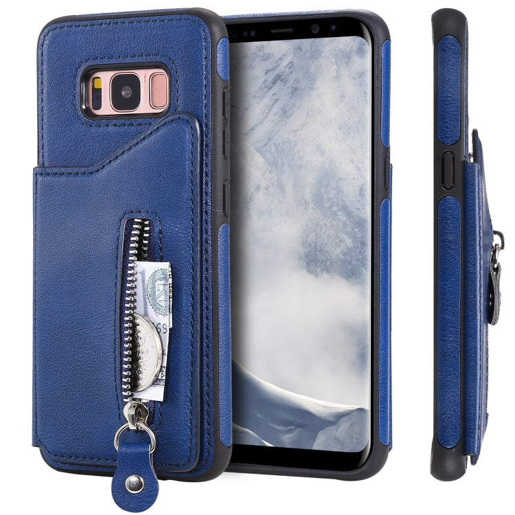 For Galaxy S8 Solid Color Double Buckle Zipper Shockproof Protective Case