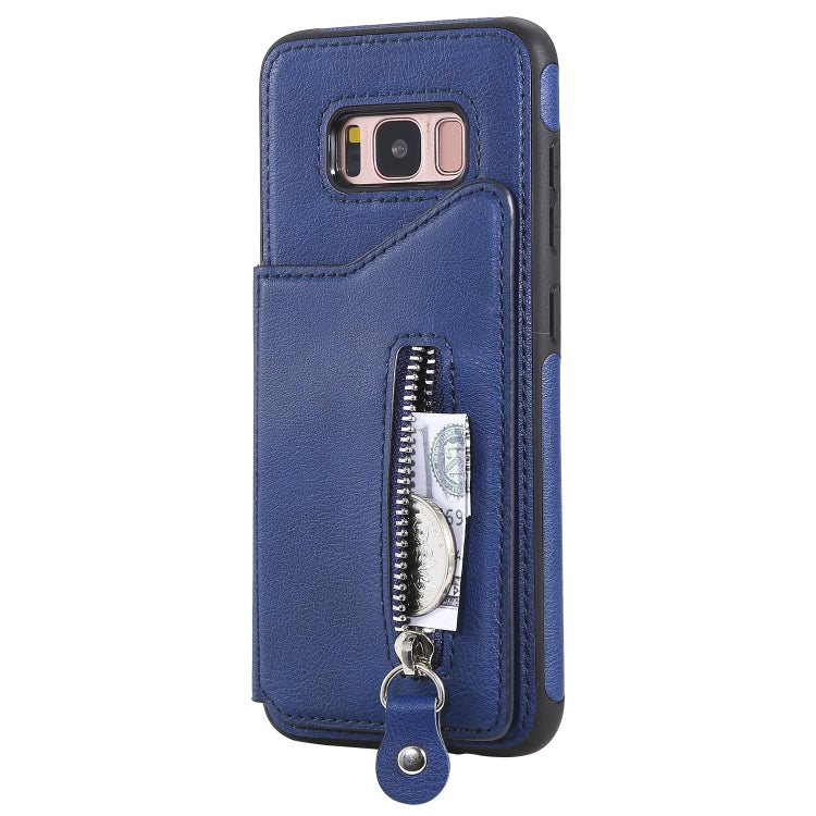 For Galaxy S8 Solid Color Double Buckle Zipper Shockproof Protective Case