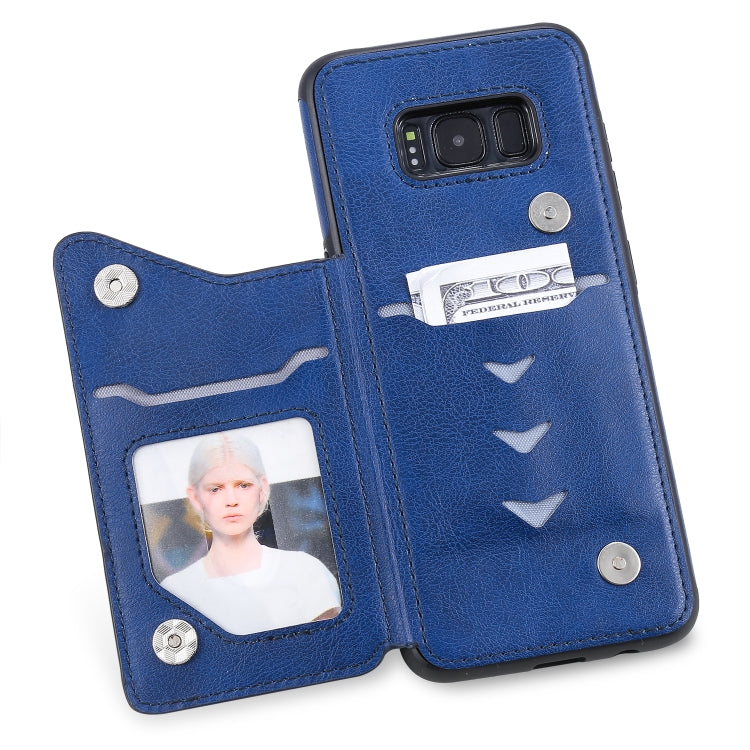 For Galaxy S8 Solid Color Double Buckle Zipper Shockproof Protective Case
