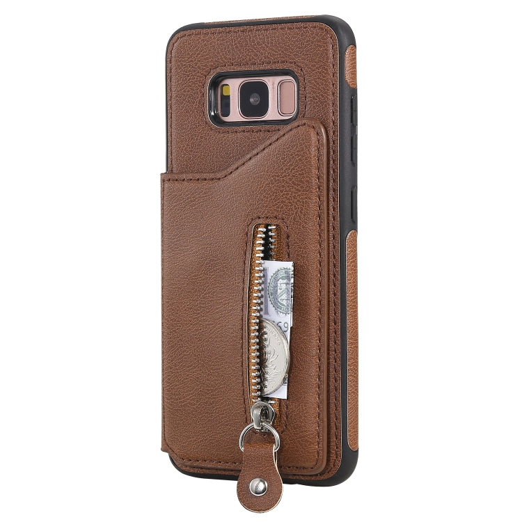 For Galaxy S8 Solid Color Double Buckle Zipper Shockproof Protective Case
