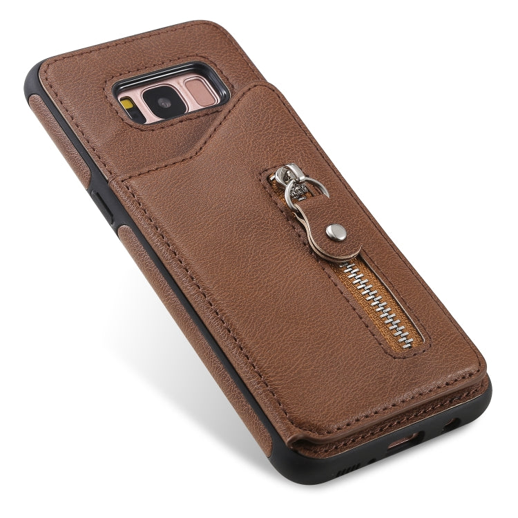 For Galaxy S8 Solid Color Double Buckle Zipper Shockproof Protective Case