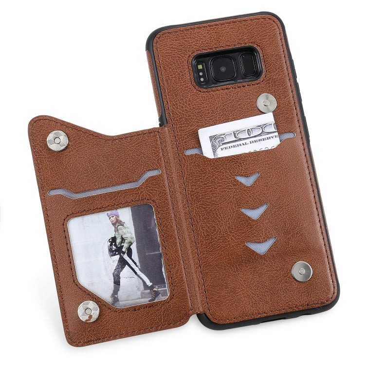 For Galaxy S8 Solid Color Double Buckle Zipper Shockproof Protective Case