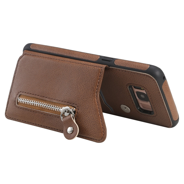 For Galaxy S8 Solid Color Double Buckle Zipper Shockproof Protective Case