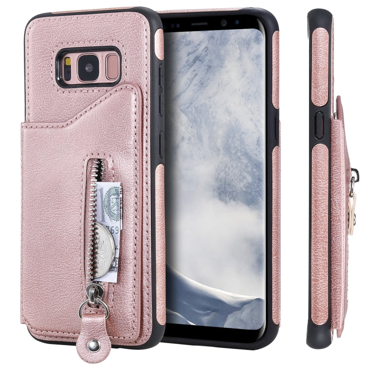 For Galaxy S8 Solid Color Double Buckle Zipper Shockproof Protective Case