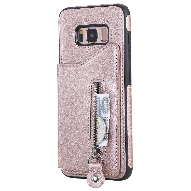 For Galaxy S8 Solid Color Double Buckle Zipper Shockproof Protective Case