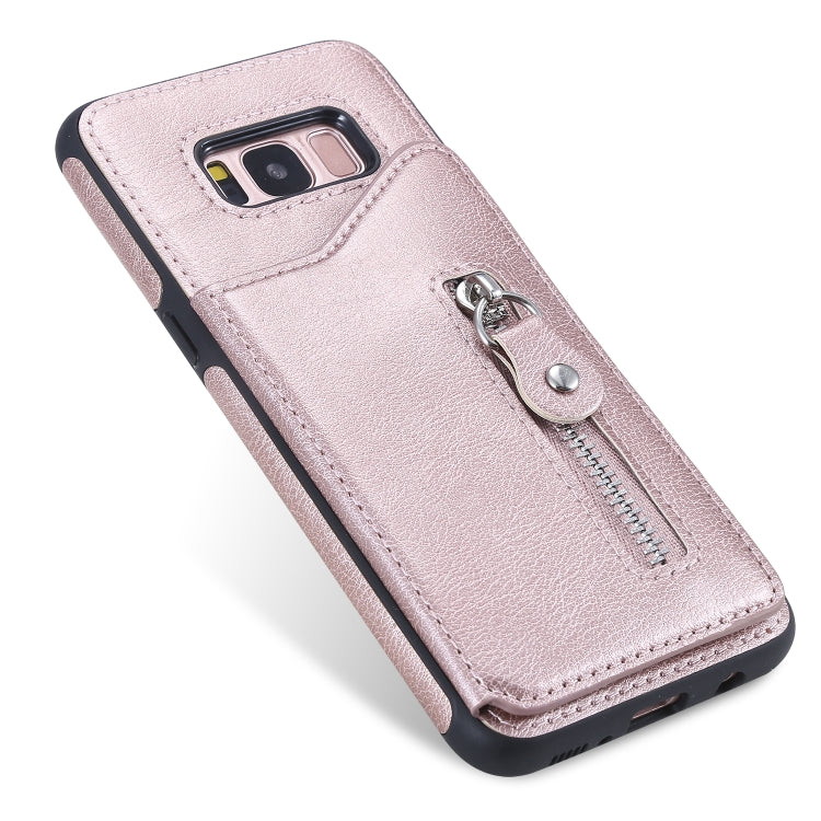 For Galaxy S8 Solid Color Double Buckle Zipper Shockproof Protective Case