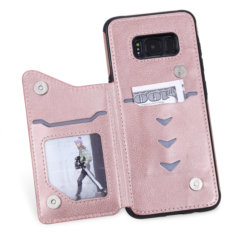 For Galaxy S8 Solid Color Double Buckle Zipper Shockproof Protective Case