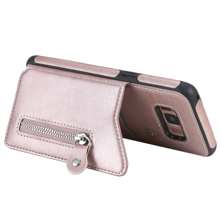 For Galaxy S8 Solid Color Double Buckle Zipper Shockproof Protective Case