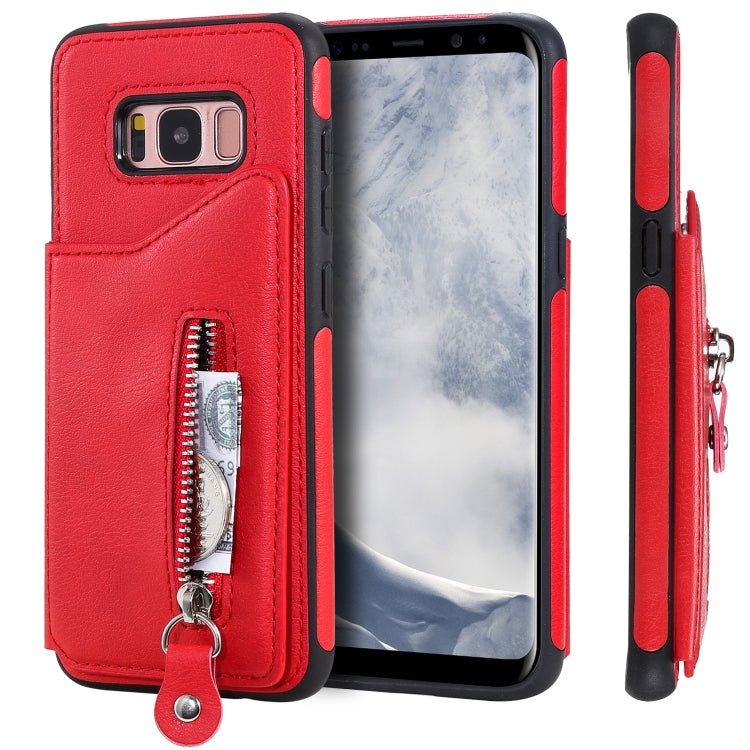 For Galaxy S8 Solid Color Double Buckle Zipper Shockproof Protective Case