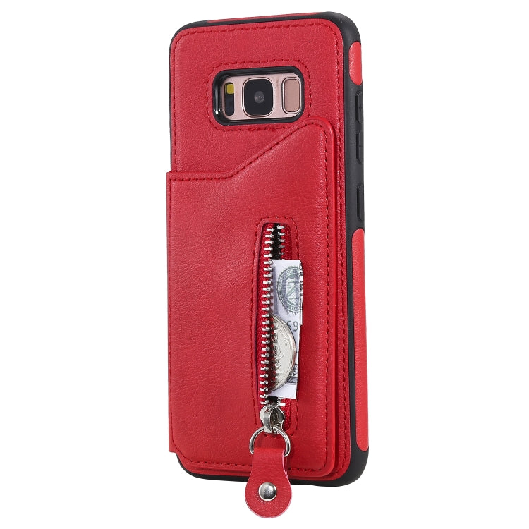 For Galaxy S8 Solid Color Double Buckle Zipper Shockproof Protective Case