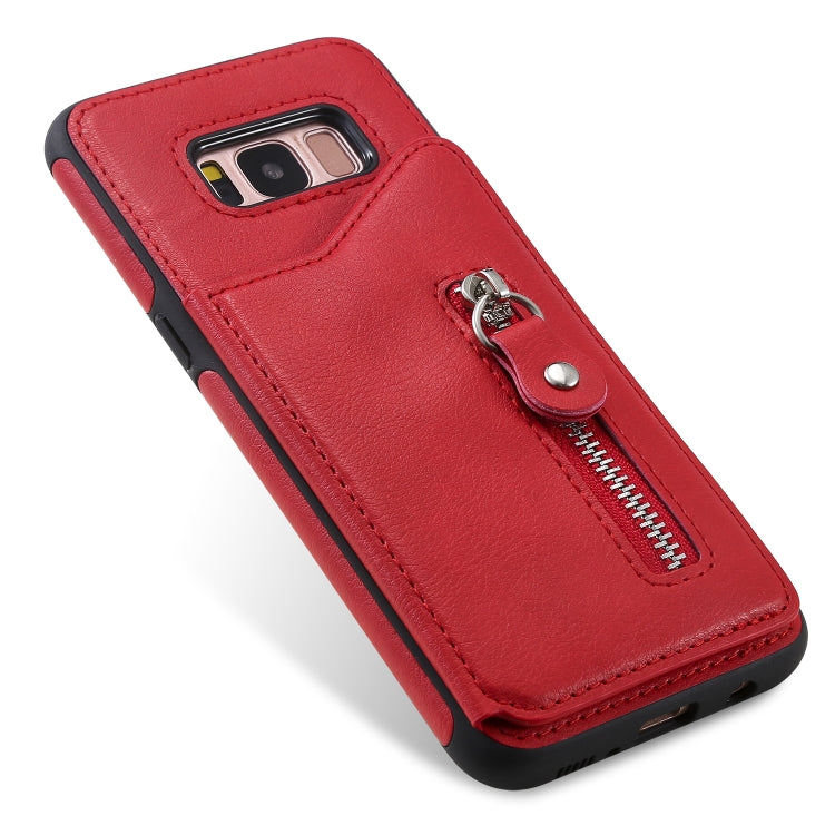 For Galaxy S8 Solid Color Double Buckle Zipper Shockproof Protective Case