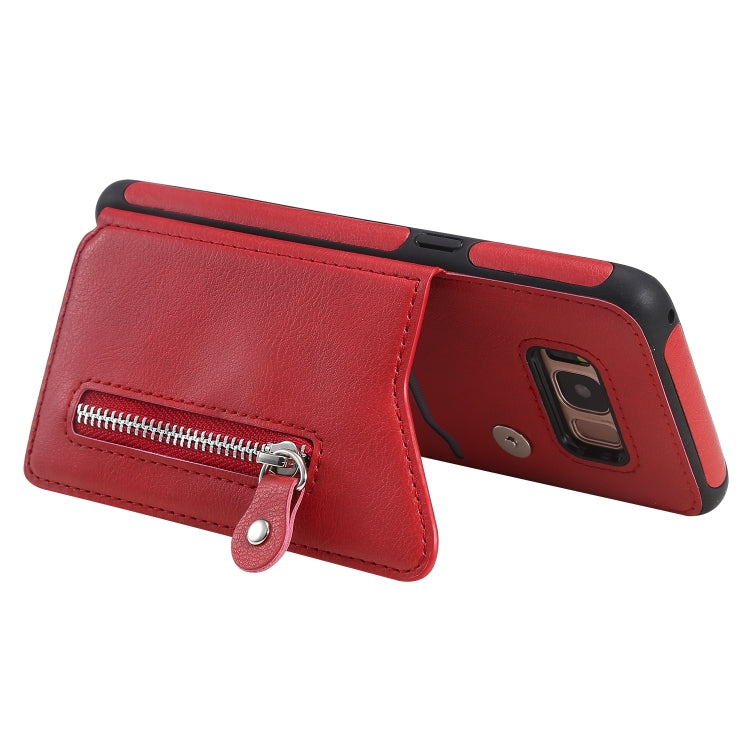For Galaxy S8 Solid Color Double Buckle Zipper Shockproof Protective Case