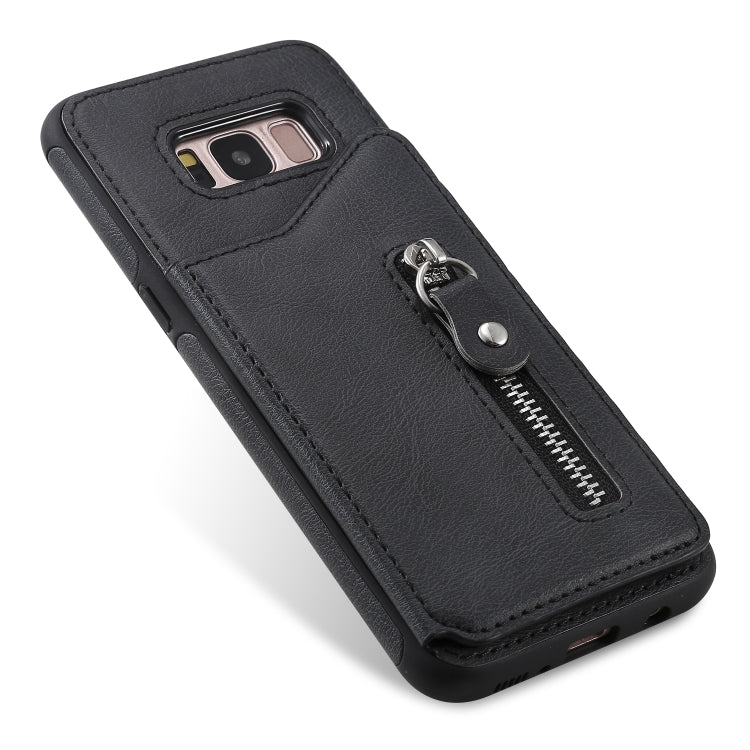 For Galaxy S8 Solid Color Double Buckle Zipper Shockproof Protective Case