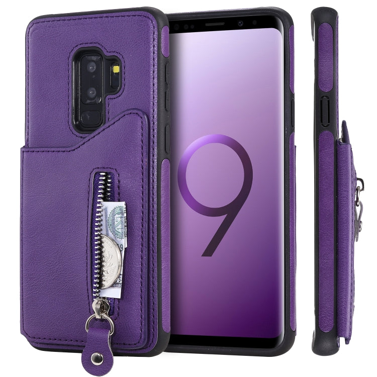 For Galaxy S9 Plus Solid Color Double Buckle Zipper Shockproof Protective Case