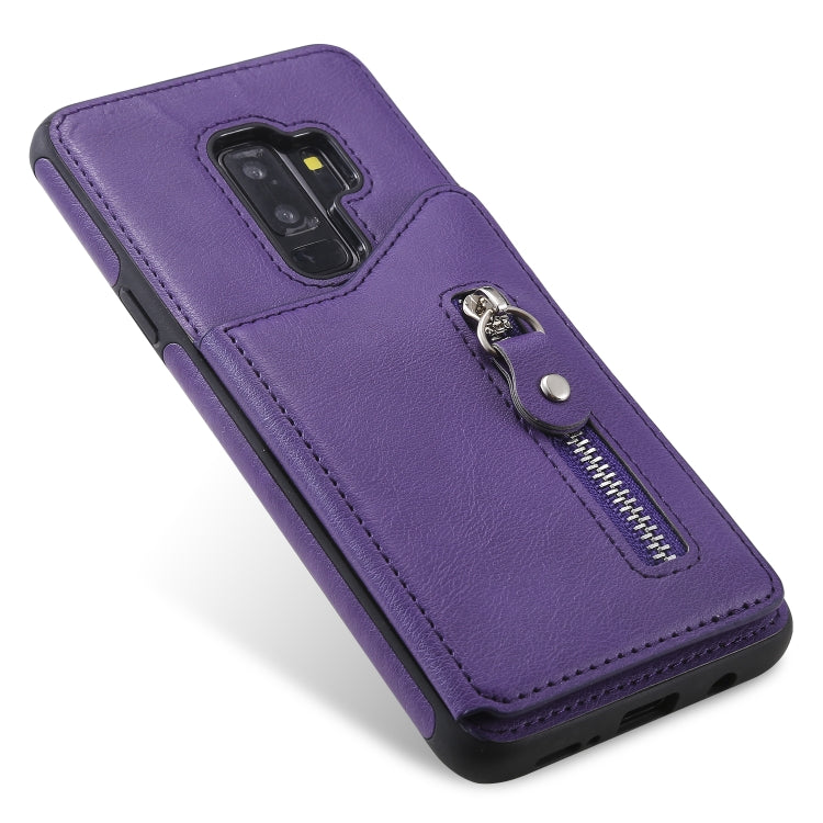 For Galaxy S9 Plus Solid Color Double Buckle Zipper Shockproof Protective Case