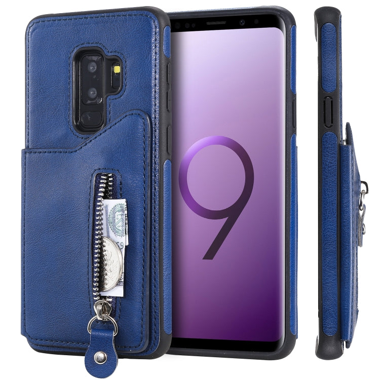 For Galaxy S9 Plus Solid Color Double Buckle Zipper Shockproof Protective Case