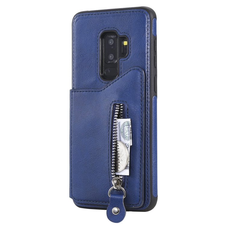For Galaxy S9 Plus Solid Color Double Buckle Zipper Shockproof Protective Case