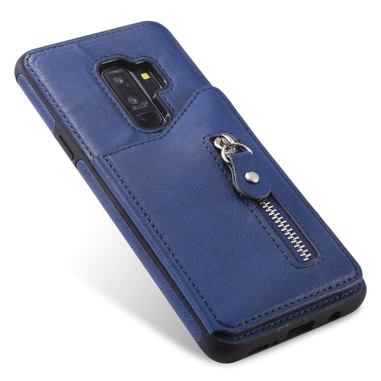 For Galaxy S9 Plus Solid Color Double Buckle Zipper Shockproof Protective Case