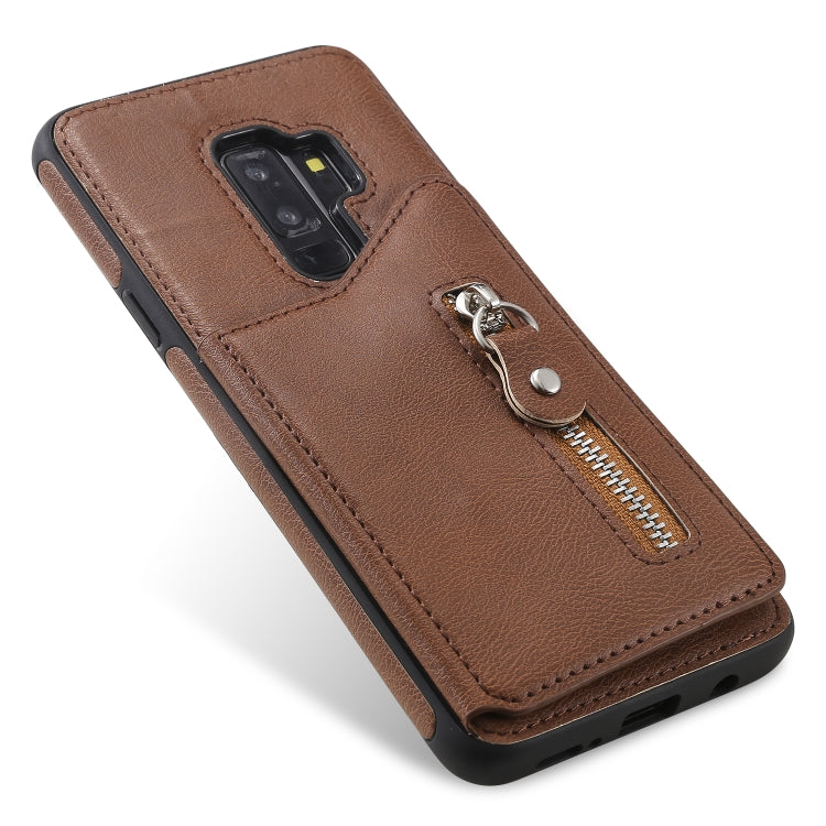 For Galaxy S9 Plus Solid Color Double Buckle Zipper Shockproof Protective Case