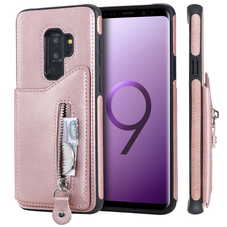 For Galaxy S9 Plus Solid Color Double Buckle Zipper Shockproof Protective Case