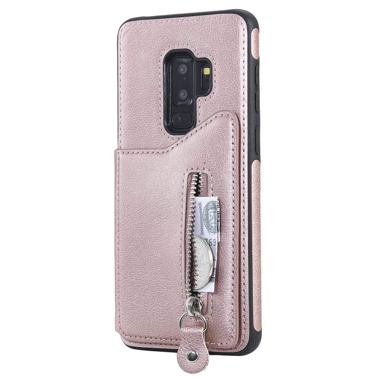 For Galaxy S9 Plus Solid Color Double Buckle Zipper Shockproof Protective Case