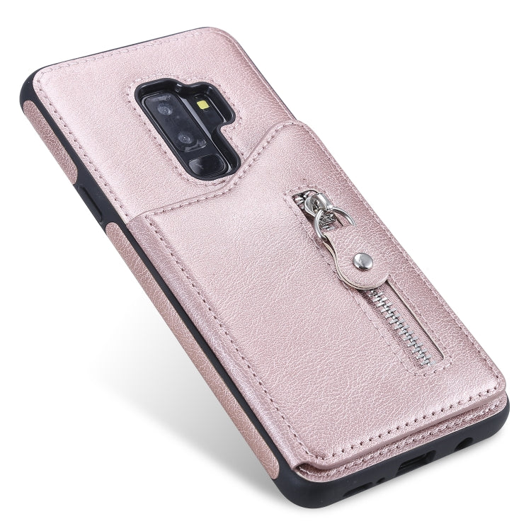 For Galaxy S9 Plus Solid Color Double Buckle Zipper Shockproof Protective Case