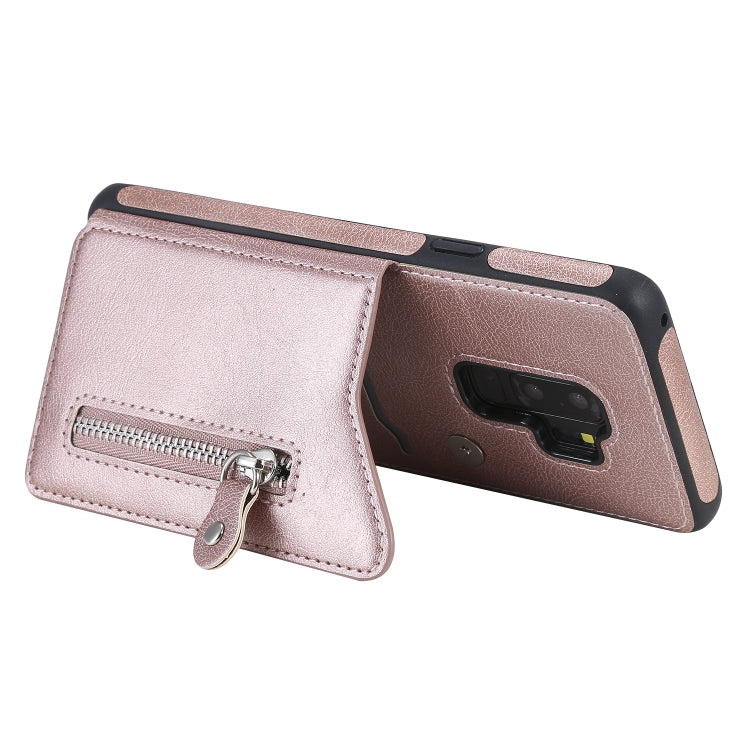 For Galaxy S9 Plus Solid Color Double Buckle Zipper Shockproof Protective Case