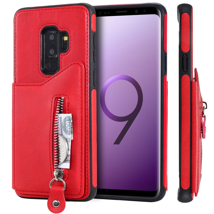For Galaxy S9 Plus Solid Color Double Buckle Zipper Shockproof Protective Case