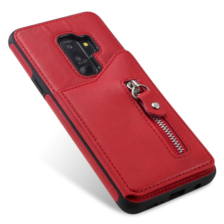 For Galaxy S9 Plus Solid Color Double Buckle Zipper Shockproof Protective Case