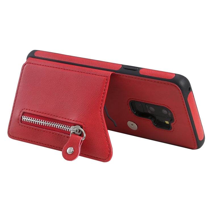 For Galaxy S9 Plus Solid Color Double Buckle Zipper Shockproof Protective Case