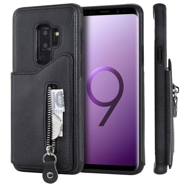 For Galaxy S9 Plus Solid Color Double Buckle Zipper Shockproof Protective Case